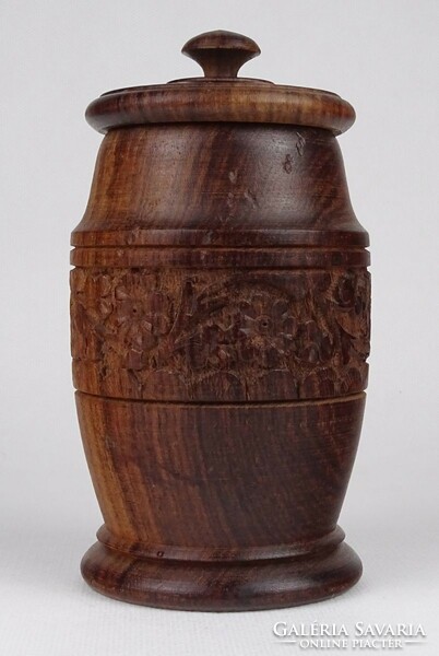 1P117 carved Indian tea herb holder jar 15 cm