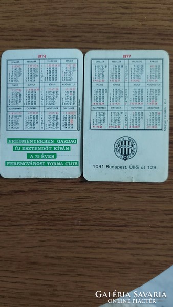 Ferencvarosi TC kártyanaptárak 1975, 1977