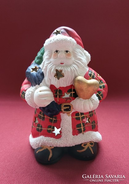 Christmas stoneware candle holder decoration Santa Claus