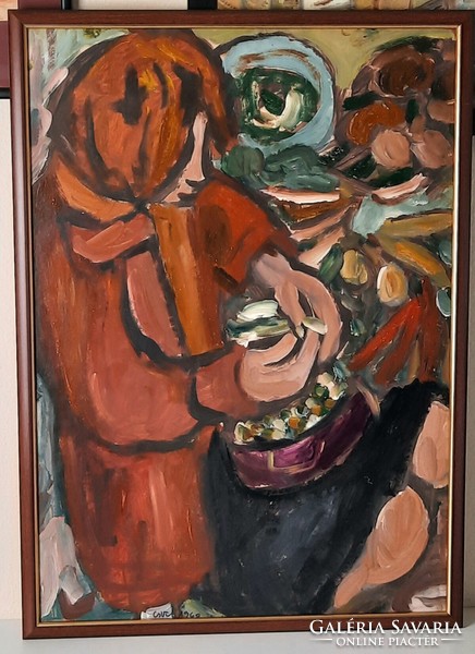 Németh Miklós: Lány kosárral , 1960, festmény