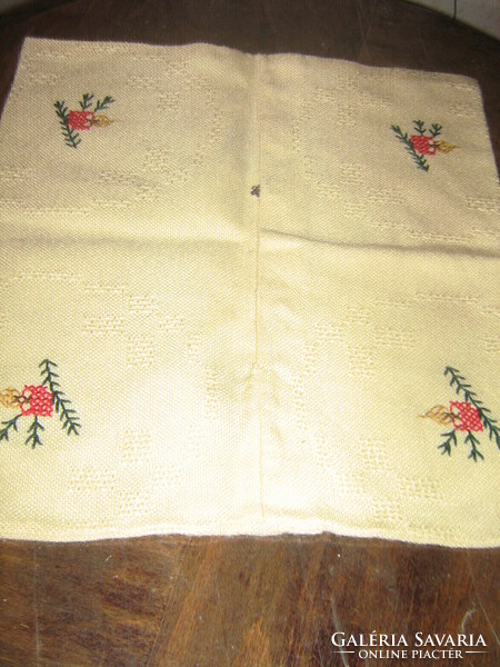 Beautiful hand-embroidered Christmas woven cushion cover