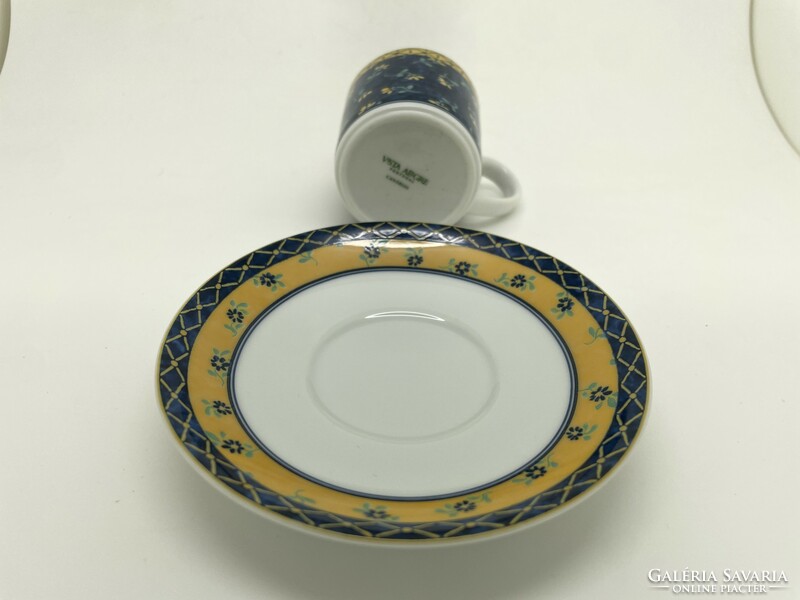 Portuguese vista alegre porcelain cup and saucer blue yellow