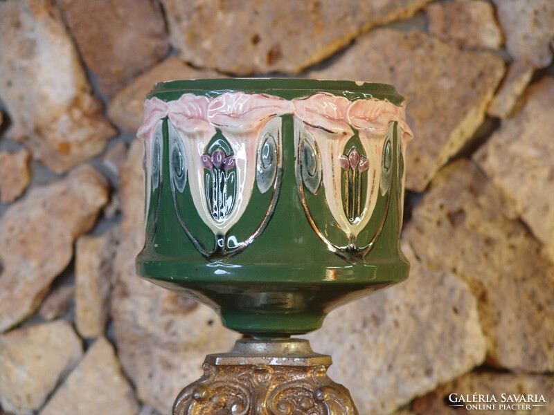 Hand-painted earthenware lamp
