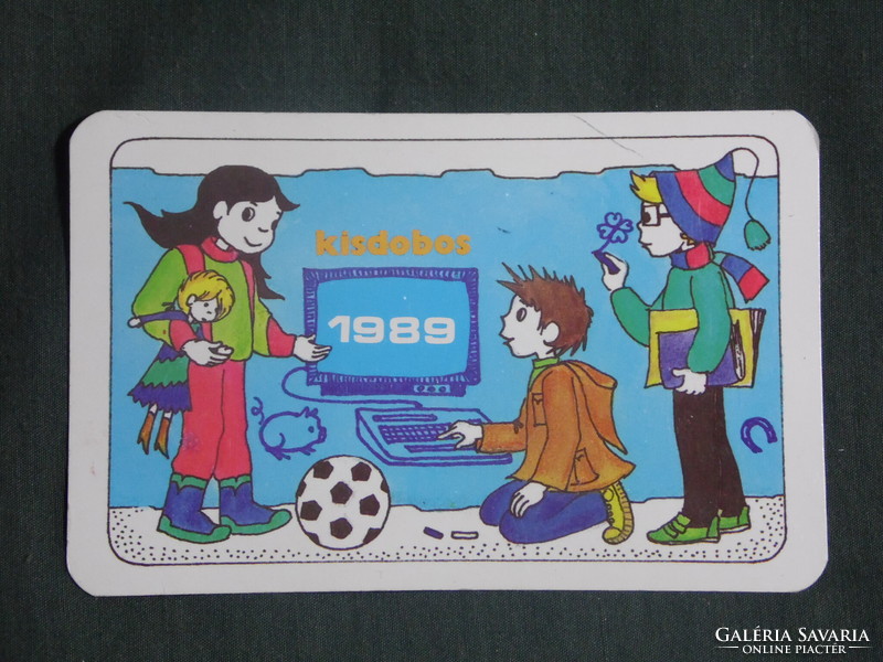 Kártyanaptár,Kisdobos ifjúsági,úttörő magazin,újság,grafikai rajzos, 1989