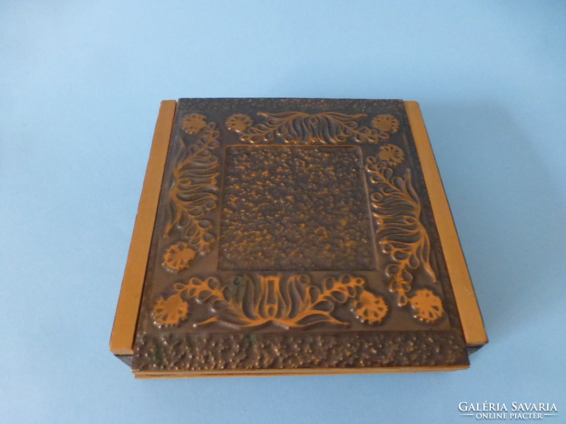 Antique red copper, wooden gift box