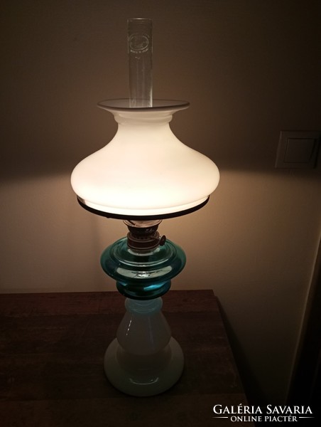 Kerosene lamp hutta with blue container
