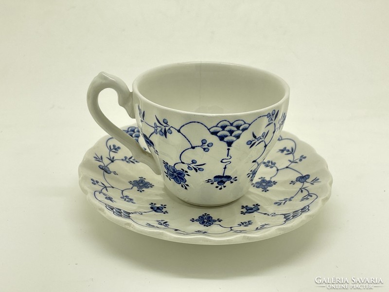 Antique English Myott Staffordshire porcelain cup and saucer blue white