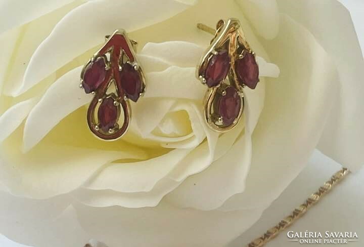 Silver ruby stone stud earrings