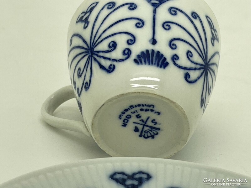 Antique German porcelain cup and saucer blue and white