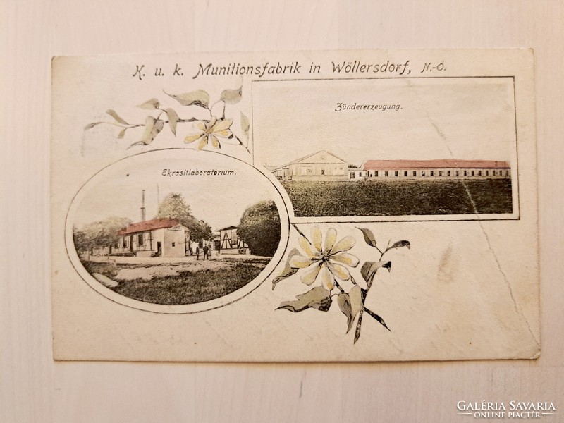 Wöllersdorf K.u.k Munitionsfabrik, lőszergyár, 1917, I. világháború antik, régi képeslap