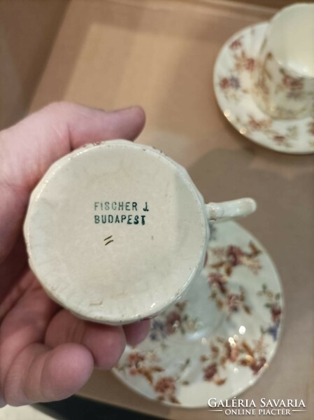 Fischer j. Porcelain tea cups with saucers, 3 pcs. 8 cm