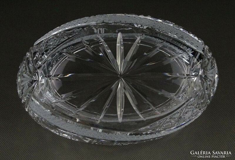 1P195 Ovális alakú kristály asztalközép kínáló tál 20 cm