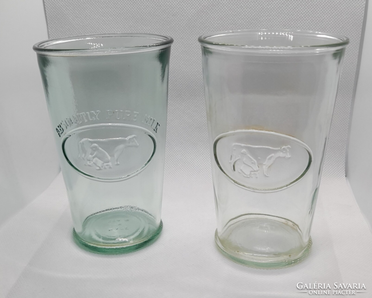 Recycled glass milk glass - boci pattern - 2 pcs
