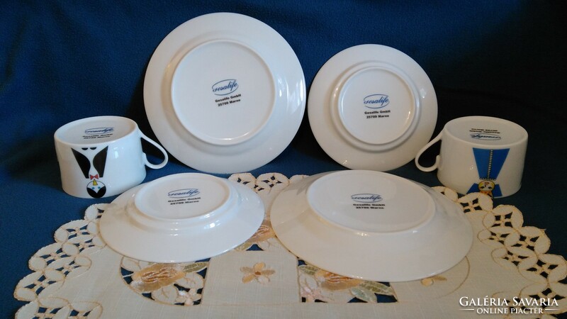 2 sets of 6 marked German gesalife porcelain mug cup saucer small plate flawless