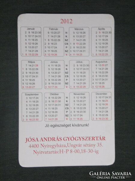 Card calendar, András Jósa pharmacy, pharmacy, Nyíregyháza, flower, maidenhair, 2012