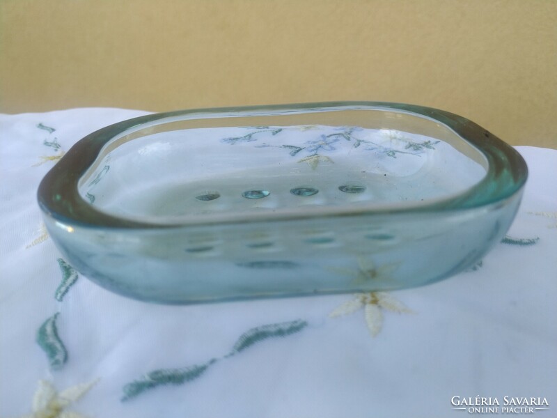 Retro glass soap holder, bowl for sale!