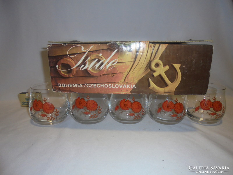 Retro Bohemian whiskey glass set - five pieces - in original box