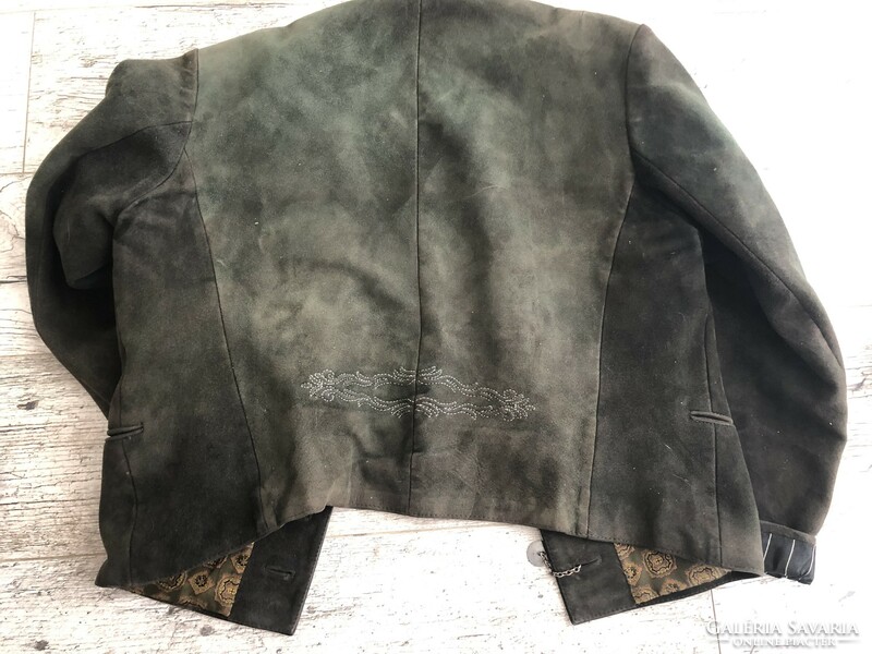 XX. Green leather traditional jacket from the beginning of the century with Ferenc József buttons