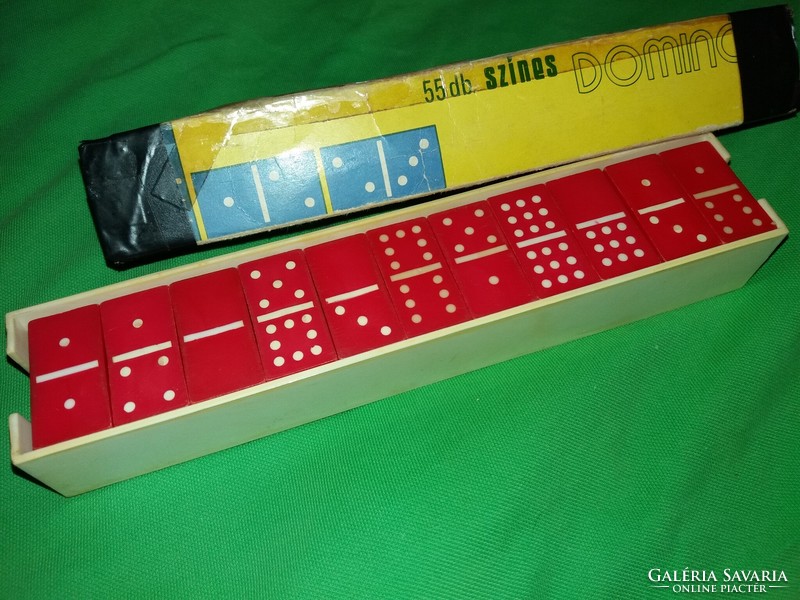 1970s Hungarian small-scale toy with colorful domino box, condition according to the pictures