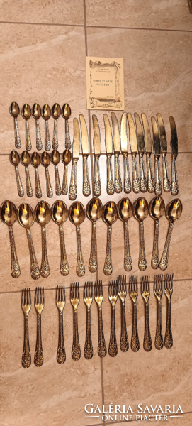 12 Personal Gold Plated Italian Cutlery Set