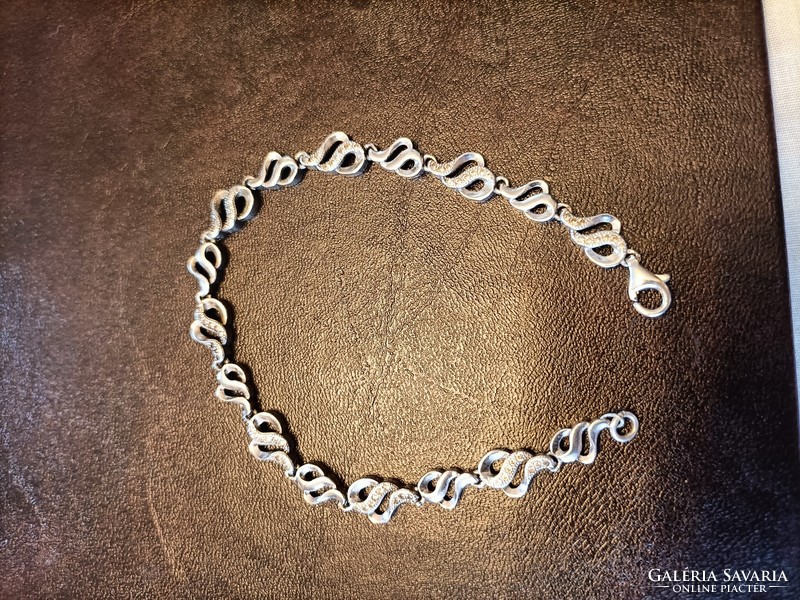 Silver bracelet bangle bracelet with marcasite