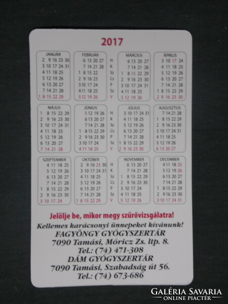 Card calendar, lady mistletoe, pharmacy, pharmacy, Tamási, flower, lavender, 2017