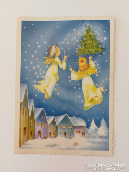 Old Christmas postcard 1994 postcard angels