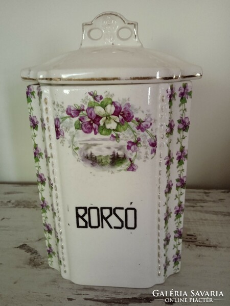 Large violet porcelain container