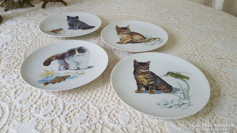 4 Cat decorative plates from the Monika Keller series