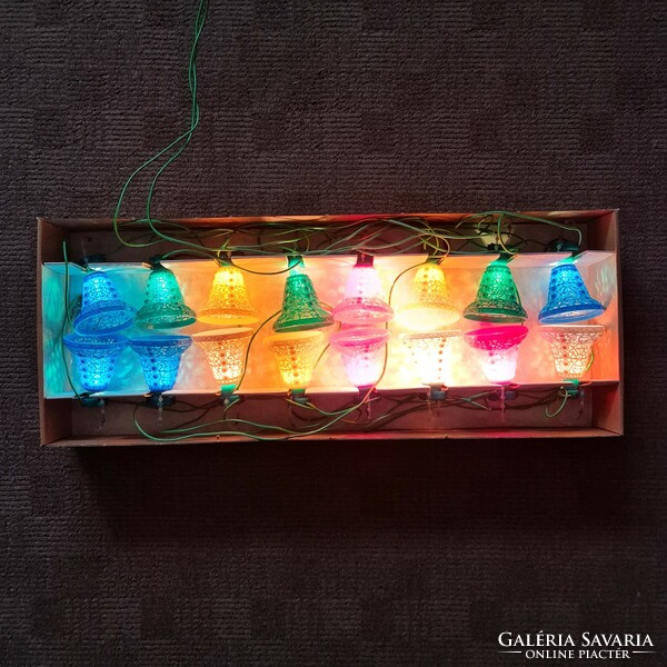 Old colorful 16-piece bell-shaped Christmas string lights, retro string, colorful Christmas string lights