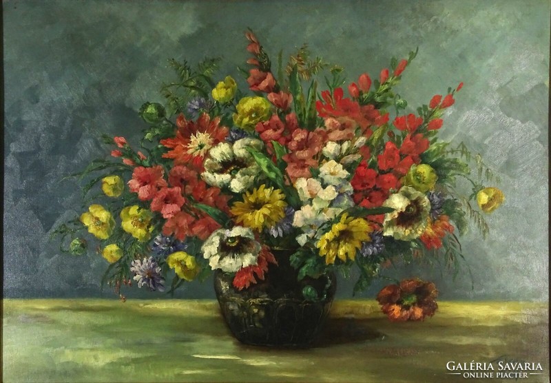 1P200 XX. századi festő : Asztali virágcsendélet