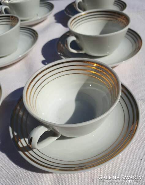 6 pcs gold striped coffee cups with saucer