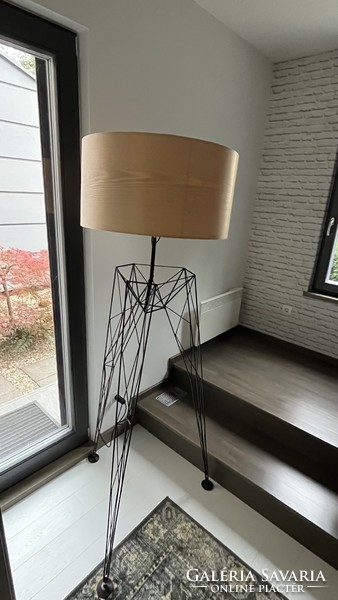Design retro floor lamp with a huge shade in the style of the 70s