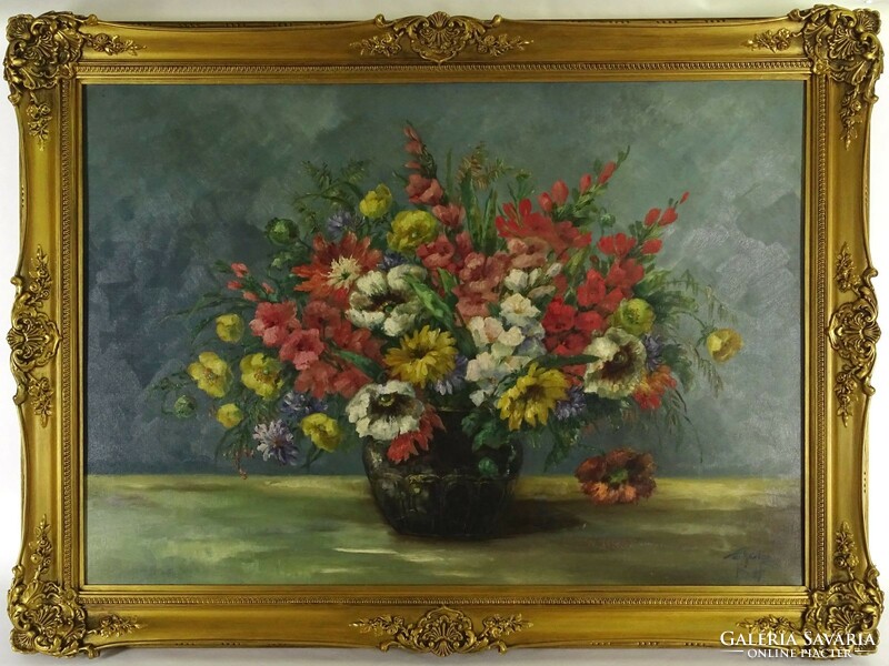 1P200 XX. századi festő : Asztali virágcsendélet