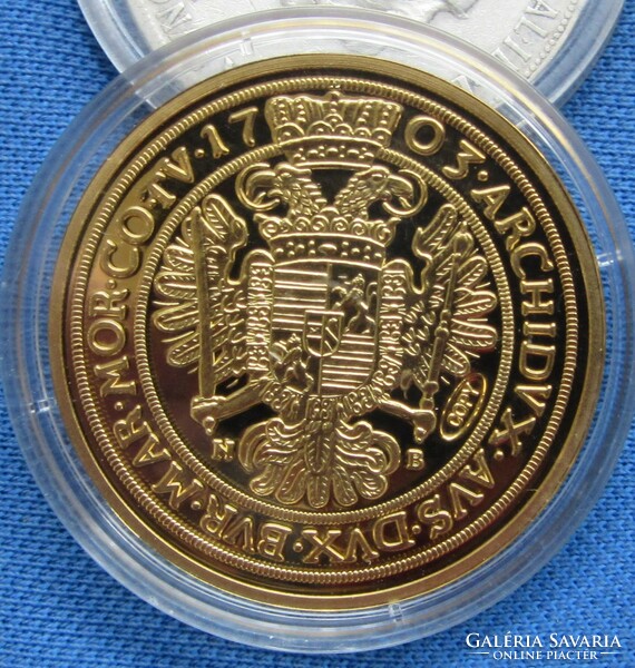 I. Lipót arany 10 dukát utánveret 1703, aranyozott rézötvözet.