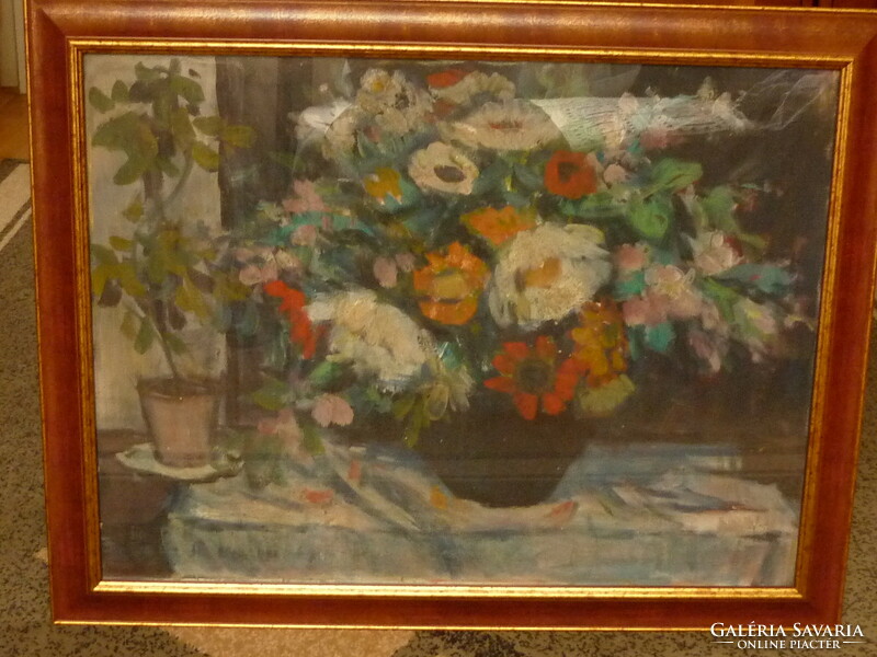 For sale: ervin balogh: still life of flowers, oil canvas, gallery painting