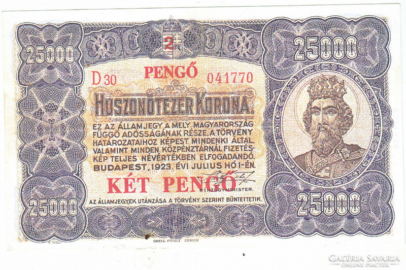 Magyarország 25000 korona 2 pengő REPLIKA 1923