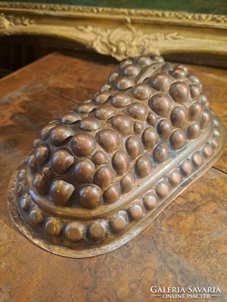 Anti red copper grape cluster patterned baking dish 19th century.