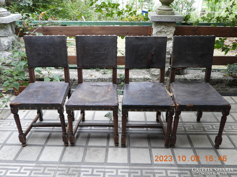4 Pieces tin German leather chairs