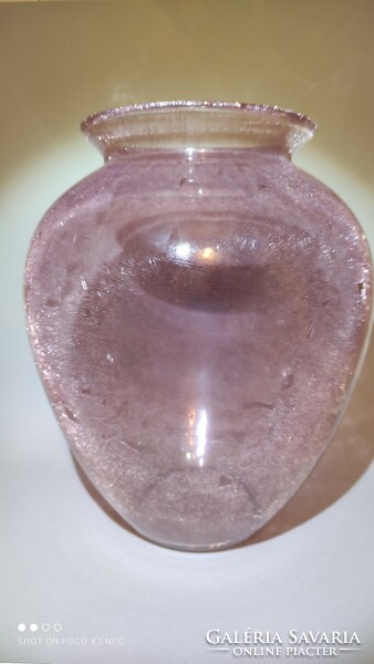 A very deep, very large cracked glass vase in a rare color for collectors