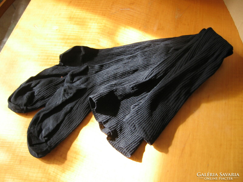 Black, old, ribbed, thick nylon stockings