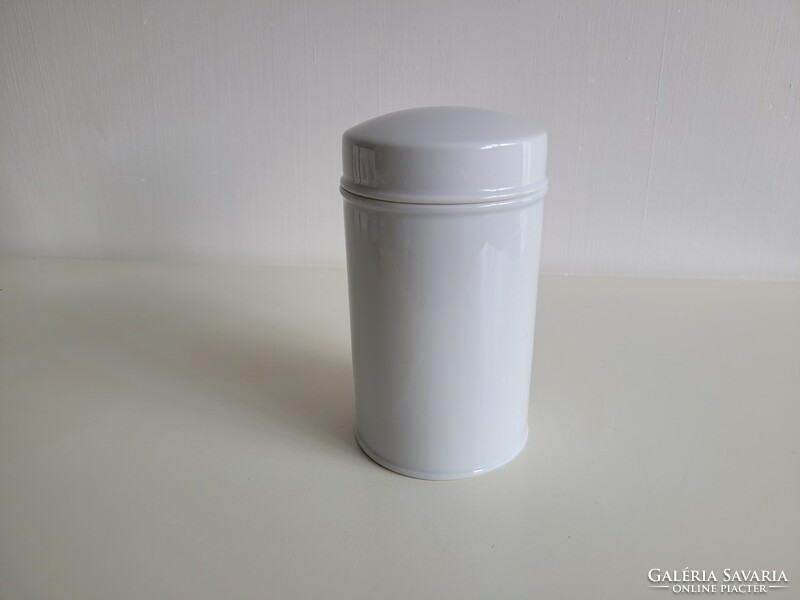 Old apothecary 1 liter Rösler porcelain apothecary jar with lid, old pharmacy apothecary pot