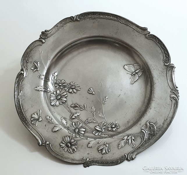 Art Nouveau, silver-plated pewter plate (kayserzinn)