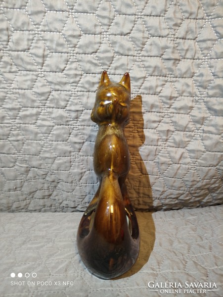 Just for that!!! Ceramic glazed fox cat figural large essential oil container or pot