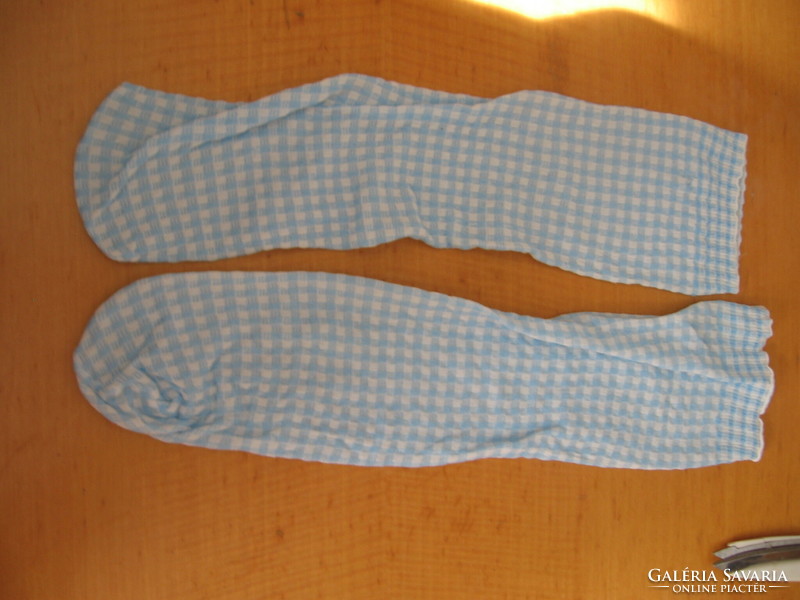 Blue checkered nylon ankle socks