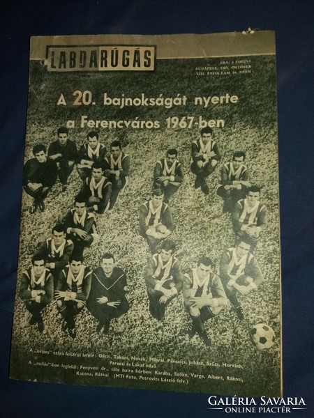 1967.October football Hungarian football newspaper magazine according to the pictures