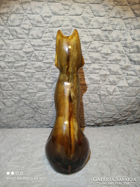 Kerámia mázas róka koma figurális nagy méretű vintage illóolaj tároló vagy kaspó