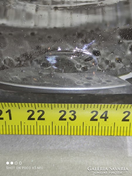 Vastagfalú buborékos nagy méretű üveg tubákos tabak tartó szelence sérült