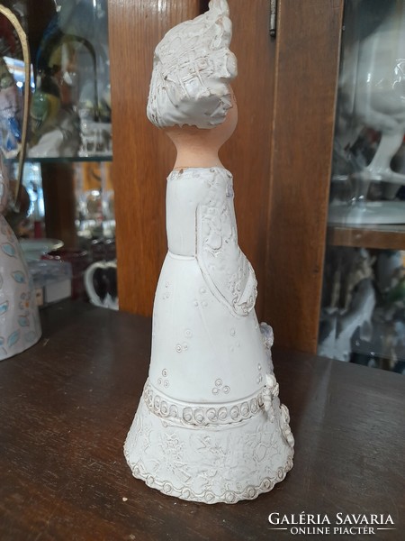 Győrbíró Enikő Esernyős Dáma Kerámia Figura,Szobor.20.5 cm.