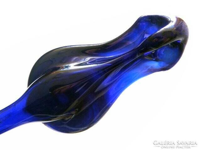 Kobaltkék hattyú váza, mutatós dísz, érdekes ritka forma
